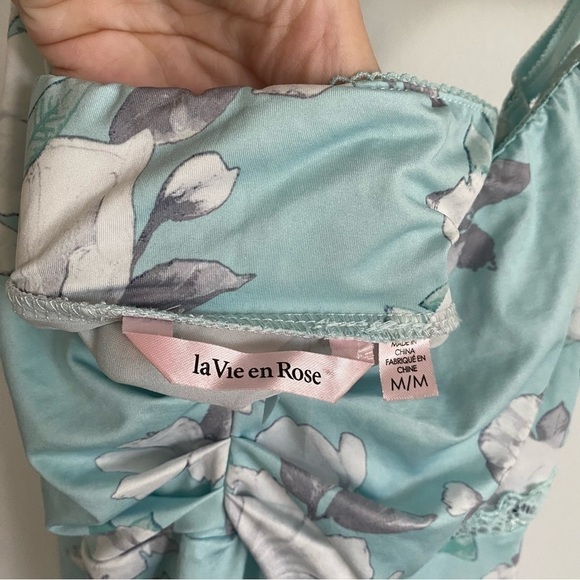 LA vie en rose Lingerie PJ Floral Dainty Dress in Light Baby Blue • M Medium - Picture 5 of 7